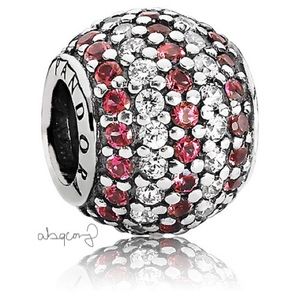 EUC Pandora 791172CZR Sterling Silver Nautical Pave Lights Bead w/ Red Zirconia